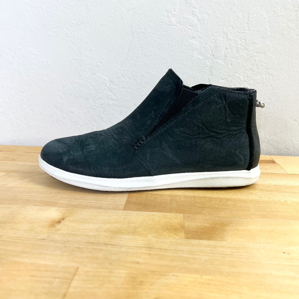 Olukai Hawai'iloa Manu Hope Women Size 6 Black Leather Slip On Chelsea Shoes